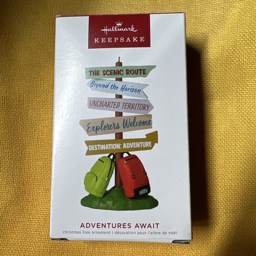 NIB Hallmark Keepsake Ornament Adventures Await 2022 Hiking Camping Travel